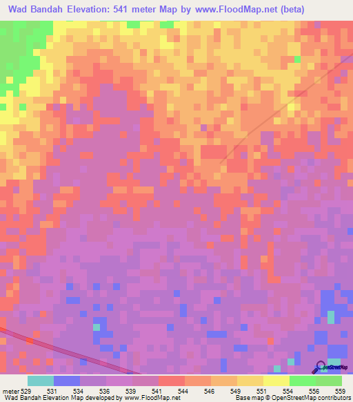 Wad Bandah,Sudan Elevation Map
