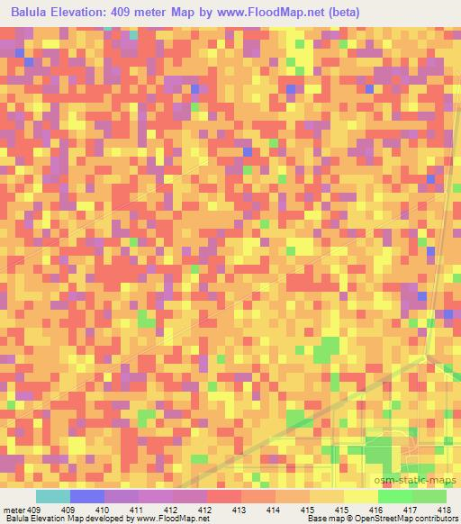 Balula,Sudan Elevation Map