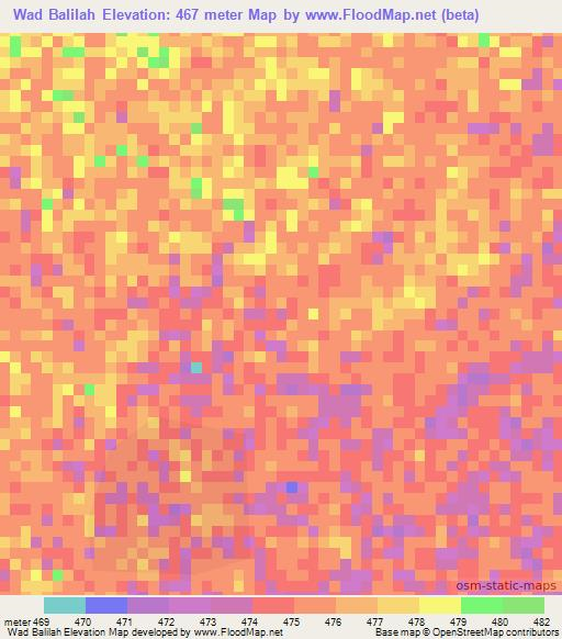 Wad Balilah,Sudan Elevation Map