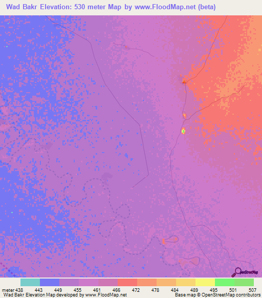 Wad Bakr,Sudan Elevation Map