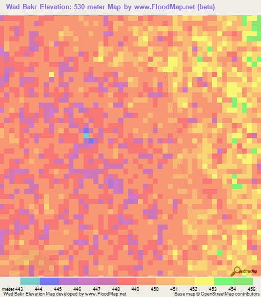 Wad Bakr,Sudan Elevation Map