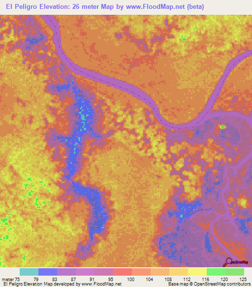 El Peligro,Venezuela Elevation Map
