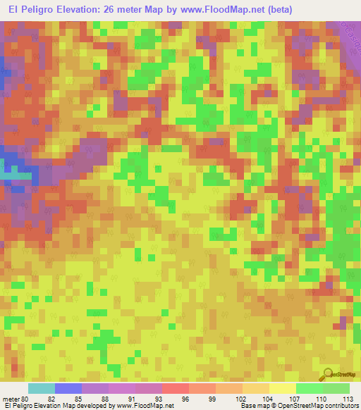 El Peligro,Venezuela Elevation Map