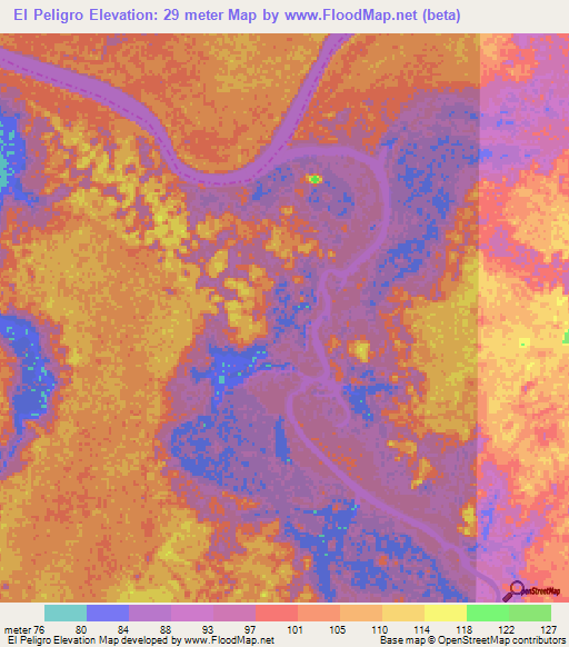 El Peligro,Venezuela Elevation Map