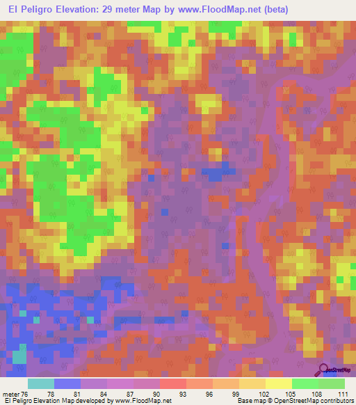 El Peligro,Venezuela Elevation Map
