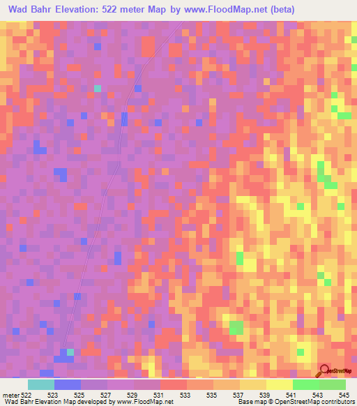 Wad Bahr,Sudan Elevation Map