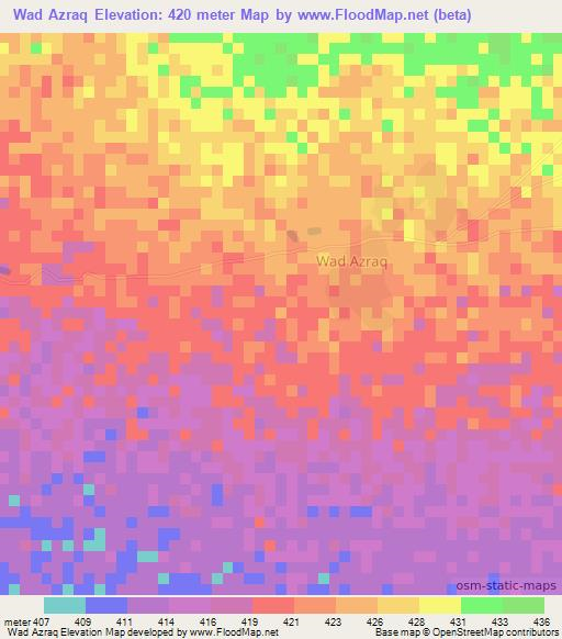 Wad Azraq,Sudan Elevation Map