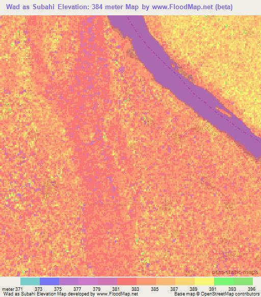 Wad as Subahi,Sudan Elevation Map