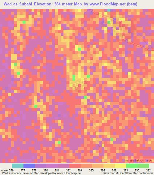 Wad as Subahi,Sudan Elevation Map
