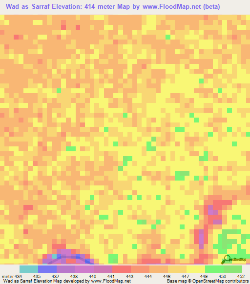Wad as Sarraf,Sudan Elevation Map