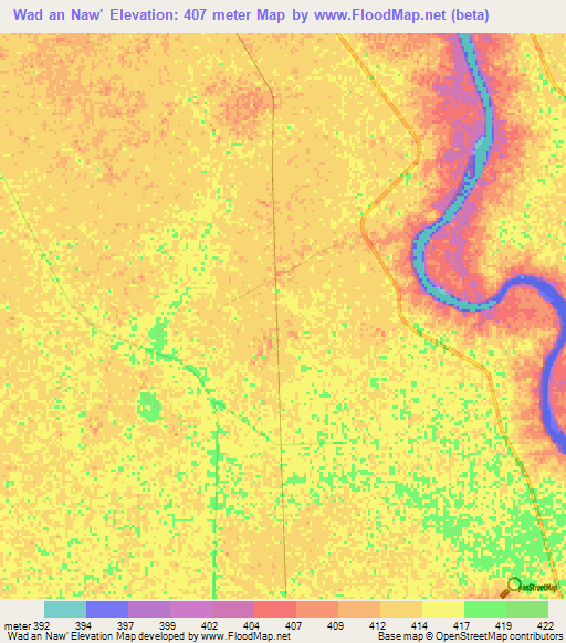 Wad an Naw',Sudan Elevation Map
