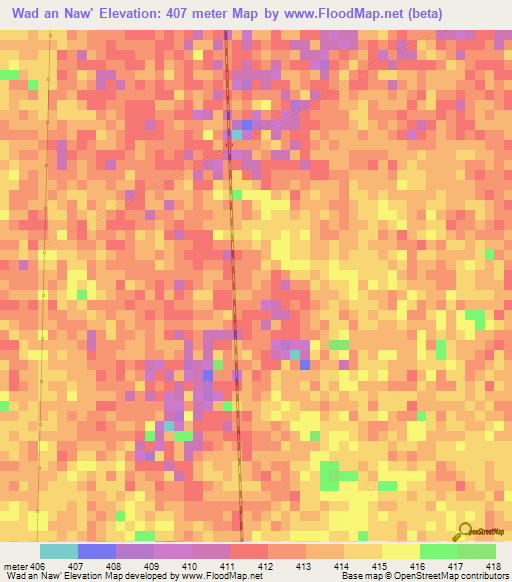 Wad an Naw',Sudan Elevation Map