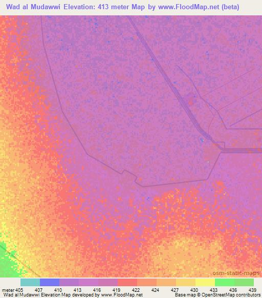 Wad al Mudawwi,Sudan Elevation Map