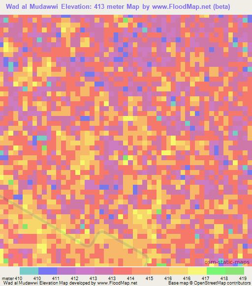 Wad al Mudawwi,Sudan Elevation Map