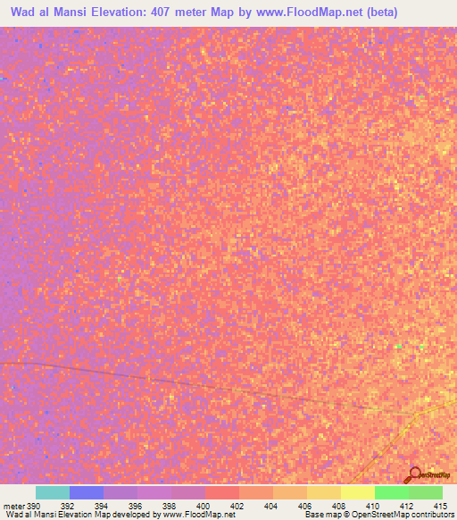 Wad al Mansi,Sudan Elevation Map
