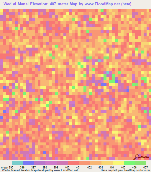 Wad al Mansi,Sudan Elevation Map