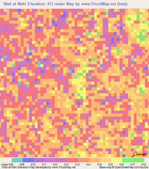 Wad al Mahi,Sudan Elevation Map