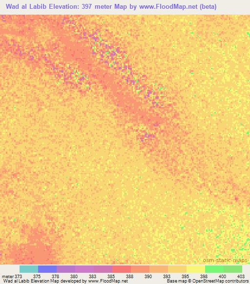 Wad al Labib,Sudan Elevation Map