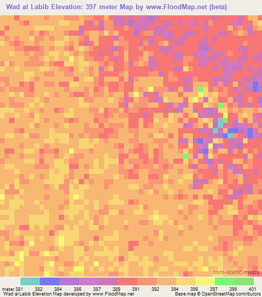 Wad al Labib,Sudan Elevation Map
