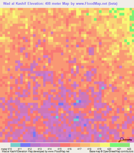 Wad al Kashif,Sudan Elevation Map