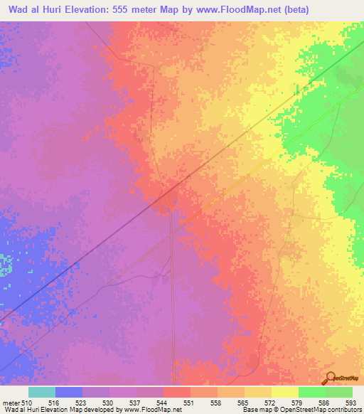 Wad al Huri,Sudan Elevation Map