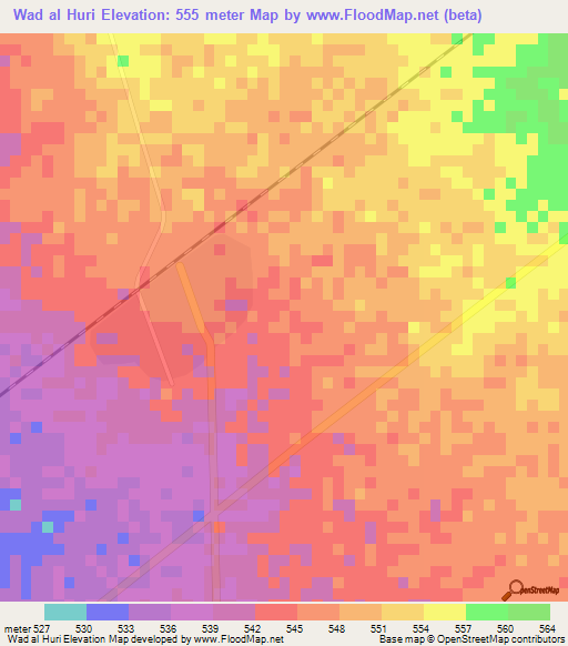Wad al Huri,Sudan Elevation Map