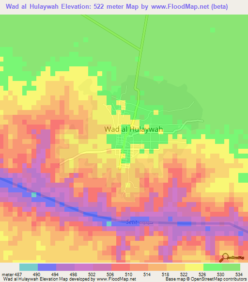 Wad al Hulaywah,Sudan Elevation Map