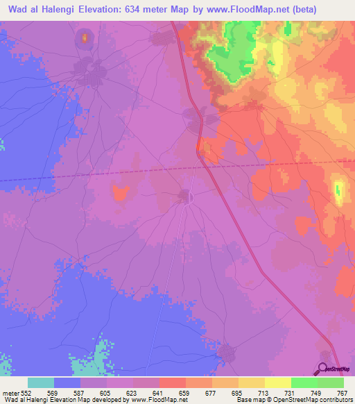 Wad al Halengi,Sudan Elevation Map