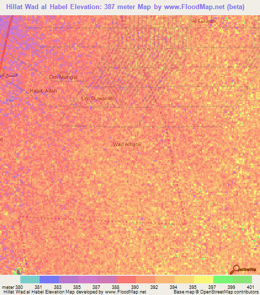 Hillat Wad al Habel,Sudan Elevation Map