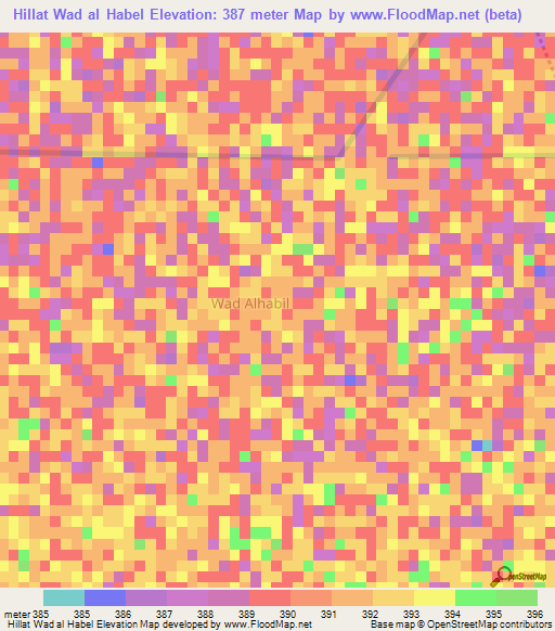 Hillat Wad al Habel,Sudan Elevation Map