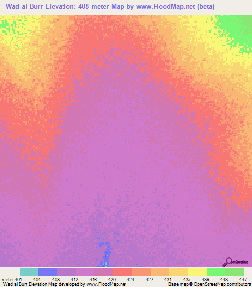 Wad al Burr,Sudan Elevation Map