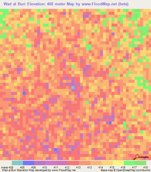 Wad al Burr,Sudan Elevation Map
