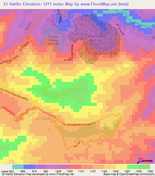 El Hatillo,Venezuela Elevation Map