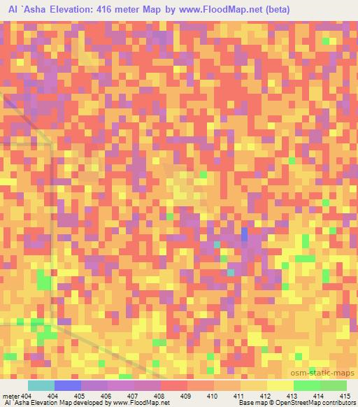 Al `Asha,Sudan Elevation Map