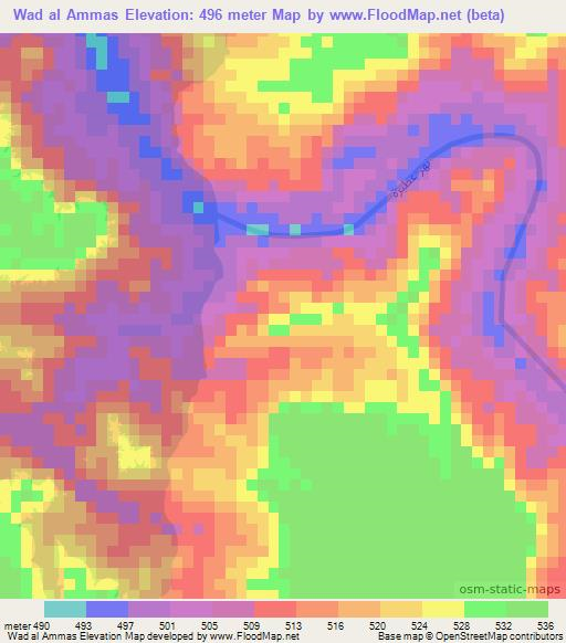 Wad al Ammas,Sudan Elevation Map