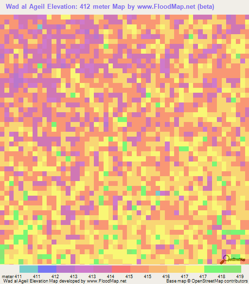 Wad al Ageil,Sudan Elevation Map