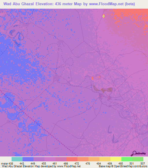 Wad Abu Ghazal,Sudan Elevation Map