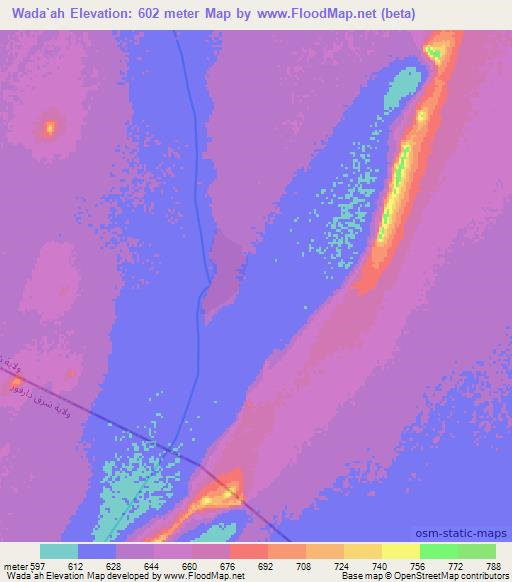 Wada`ah,Sudan Elevation Map