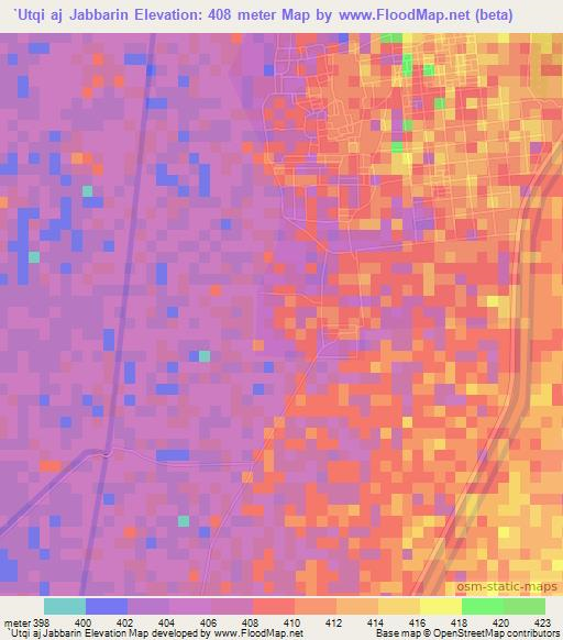 `Utqi aj Jabbarin,Sudan Elevation Map