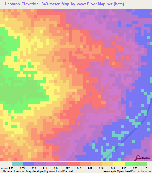 `Usharah,Sudan Elevation Map