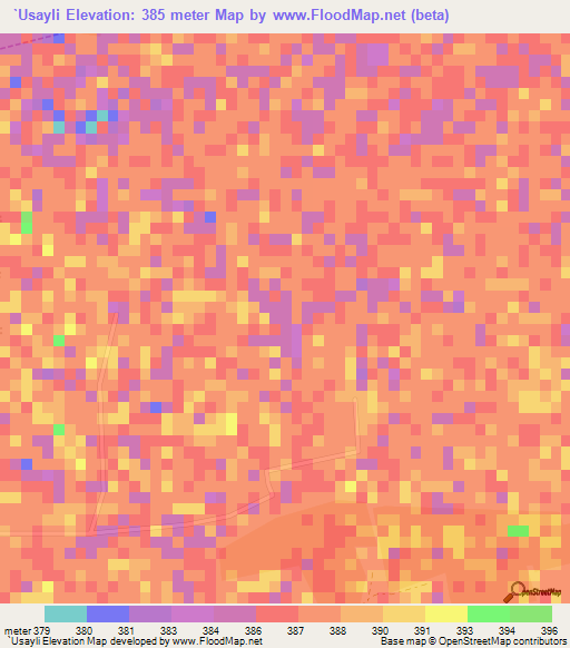 `Usayli,Sudan Elevation Map