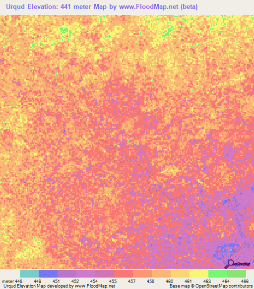 Urqud,Sudan Elevation Map