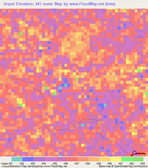Urqud,Sudan Elevation Map