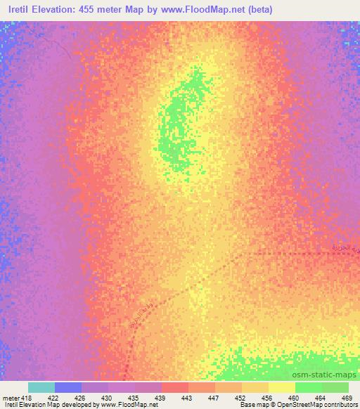 Iretil,Sudan Elevation Map