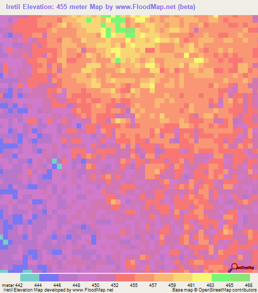 Iretil,Sudan Elevation Map