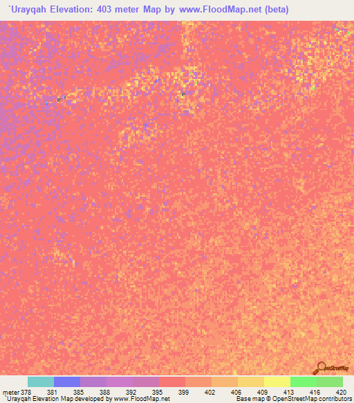 `Urayqah,Sudan Elevation Map