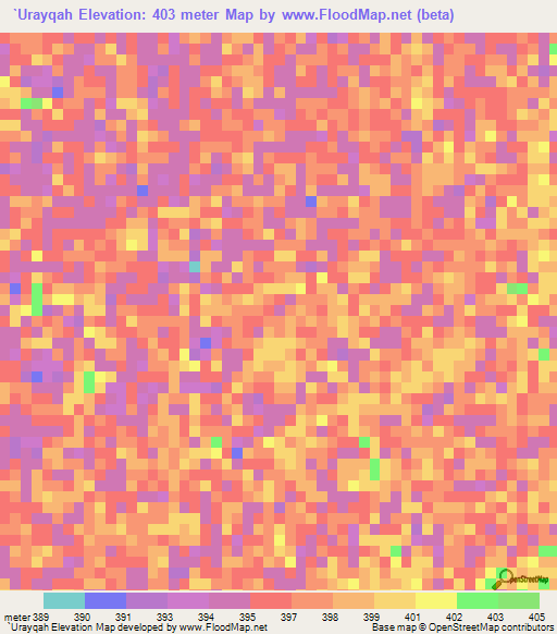 `Urayqah,Sudan Elevation Map