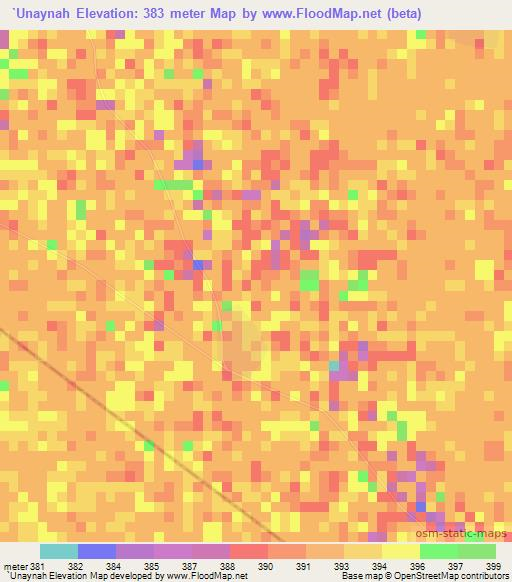 `Unaynah,Sudan Elevation Map