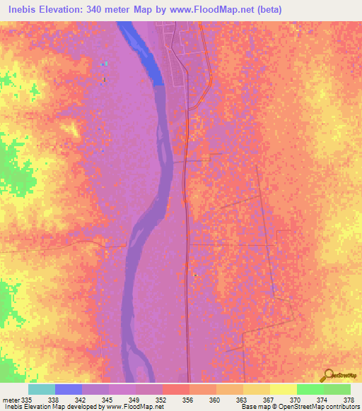 Inebis,Sudan Elevation Map