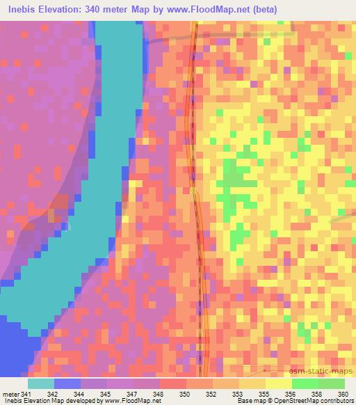 Inebis,Sudan Elevation Map